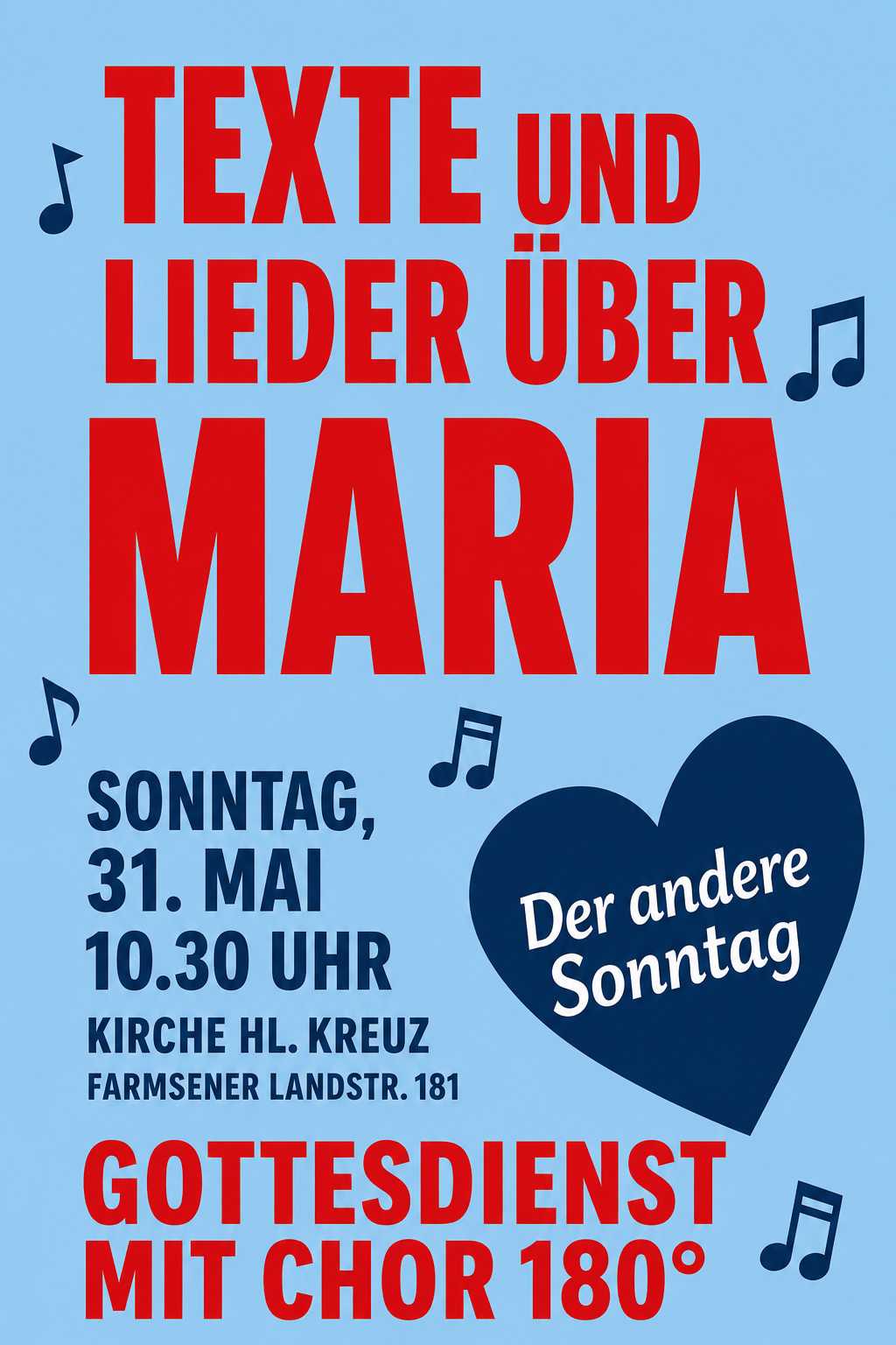 Einladung „Der andere Sonntag“: Gottesdienst mit dem Chor 180° am 31.05 ...
